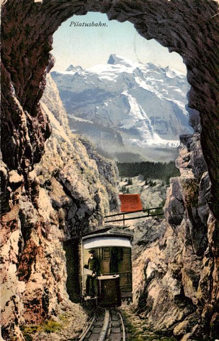 Pilatusbahn NW Tunnel mit Blick auf den Titlis
