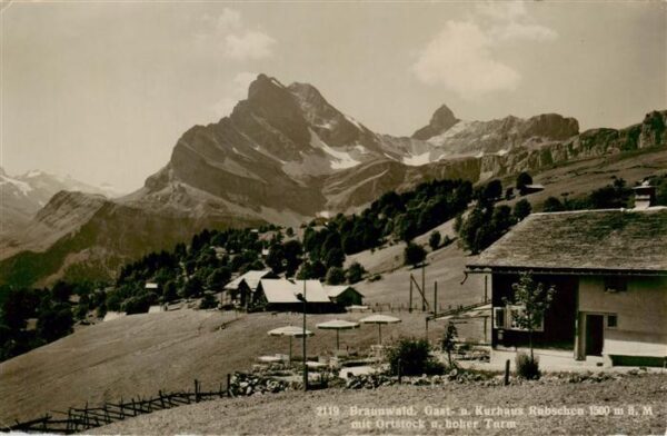 Braunwald GL Gasthaus Pension Rubschen mit Ortstock