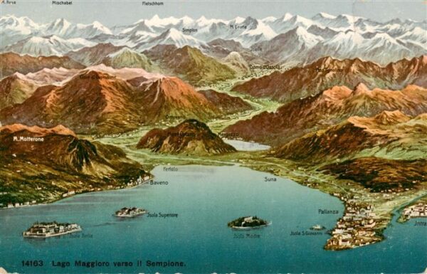 Sempione Simplon 2500m VS Panoramakarte mit Lago Maggiore