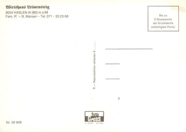 Haslen AI Wirtshaus Leimensteig – Bild 2