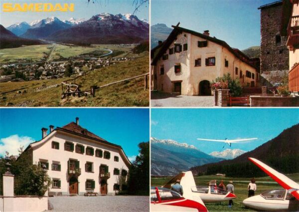Samedan Samaden GR Panorama Gasthäuser Segelflugplatz