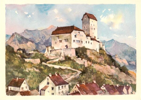 Sargans SG Schloss Sargans Künstlerkarte