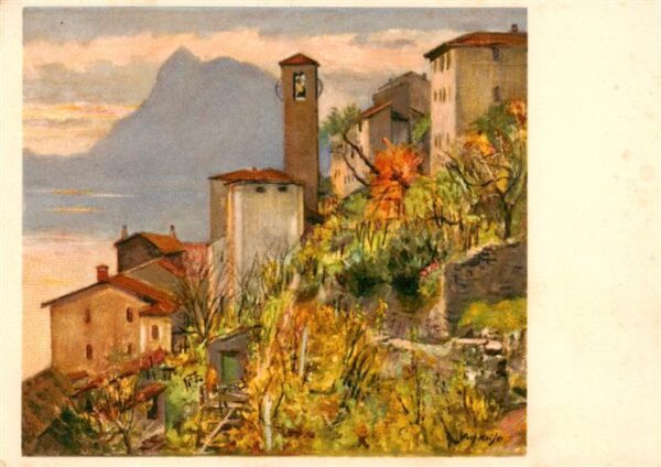 Gandria Lago di Lugano Stimmungsbild Gemälde