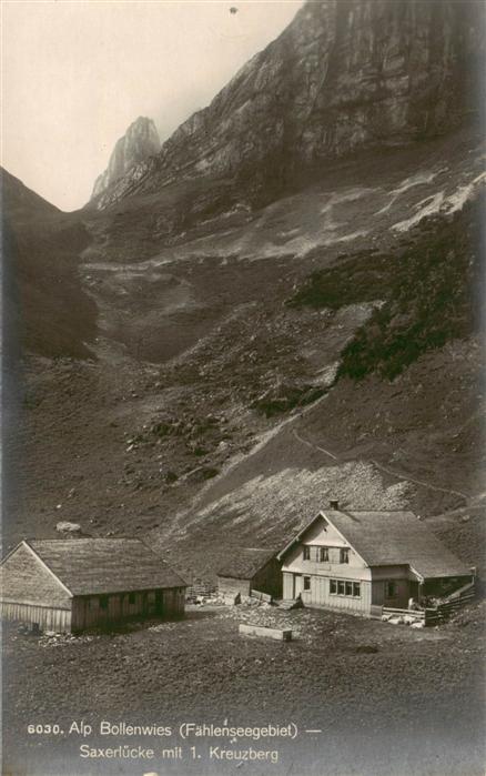 Alpstein GR Alp Bollenwies Saxerlücke mit 1. Kreuzb