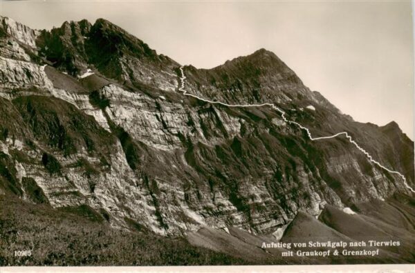 Schwaegalp AR Aufstieg nach Tierwies mit Graukopf und