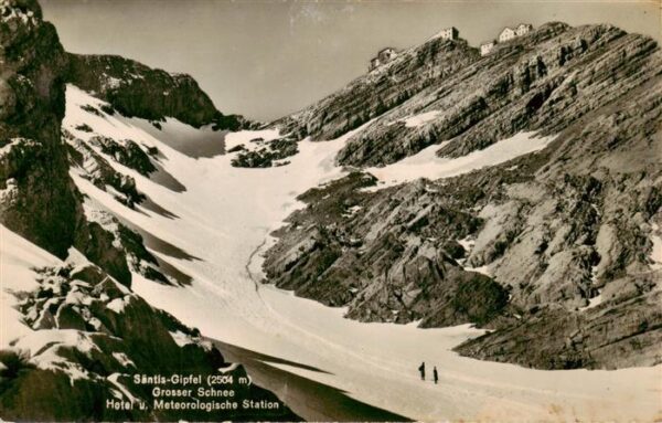 Saentis 2504m AR Gipfel Grosser Schnee Hotel und Meteoro