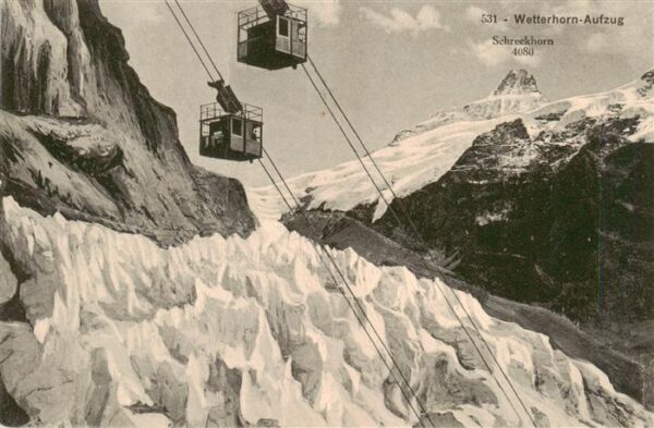 Wetterhorn 3236m Lauterbrunnen BE Aufzug mit Schreckhorn