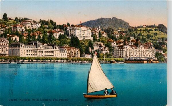 Luzern  LU Ansicht vom See aus Hotel Montana und P