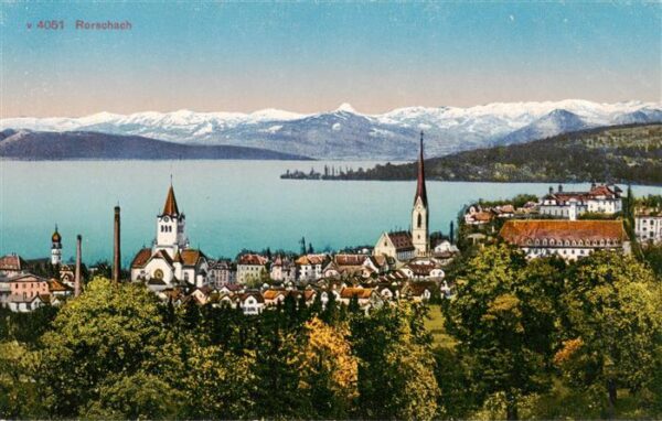 Rorschach Bodensee SG Panorama Blick gegen die Alpen