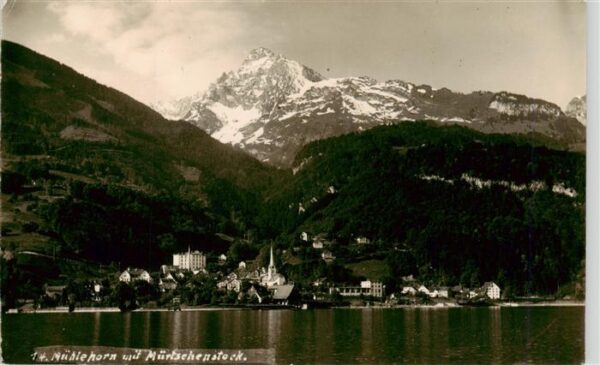 Muehlehorn Walensee GL Ansicht vom See aus Blick gegen Mürtsch