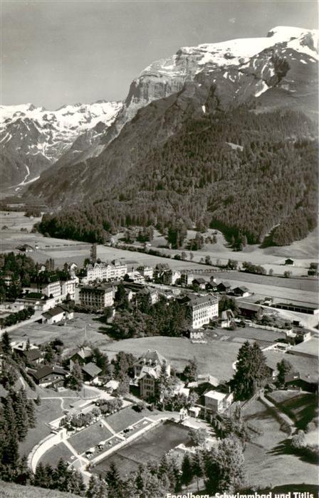 Engelberg  OW Blick ins Tal Ansicht mit Schwimmbad ge