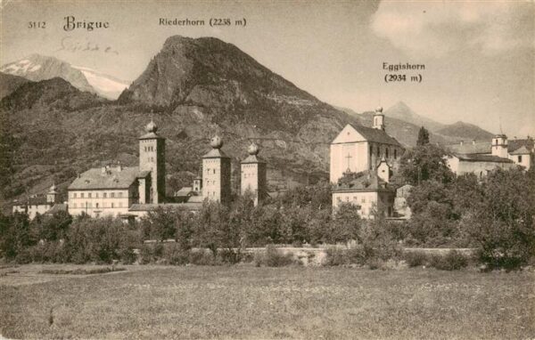 Brigue Brig VS Ansicht mit Kirchen Blick gegen Riederh