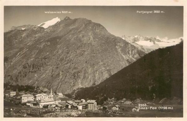 Saas-Fee VS Panorama mit Weissmies und Portjengrat
