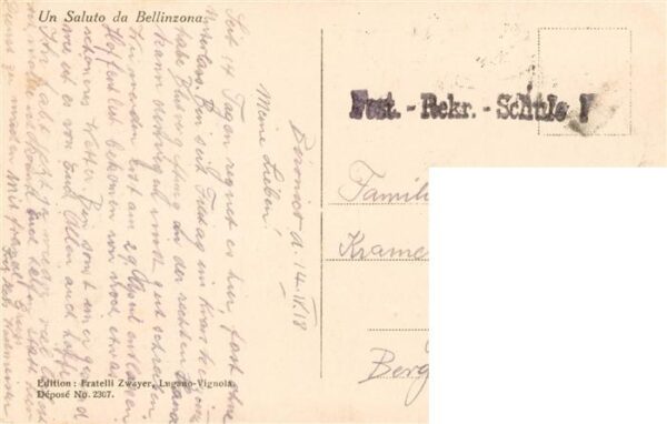 Bellinzona TI Visto da Ravecchia Feldpost – Bild 2