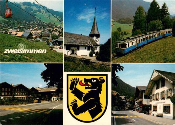 Zweisimmen BE Panorama Seilbahn Kirche Bergbahn Stras
