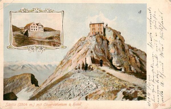 Saentis 2504m AR mit Observatorium und Säntis Hotel