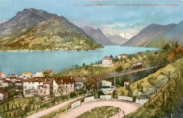 Paradiso Lago di Lugano TI Panorama verso Castagnola e Porlezza