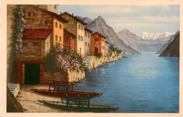 Gandria Lago di Lugano Motivo del Pittore Serafino Giambonini