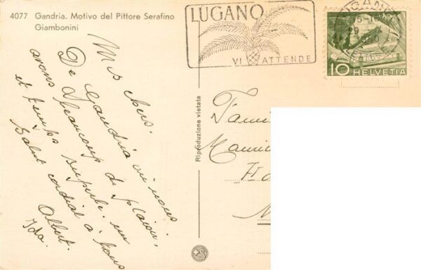 Gandria Lago di Lugano Motivo del Pittore Serafino Giambonini – Bild 2