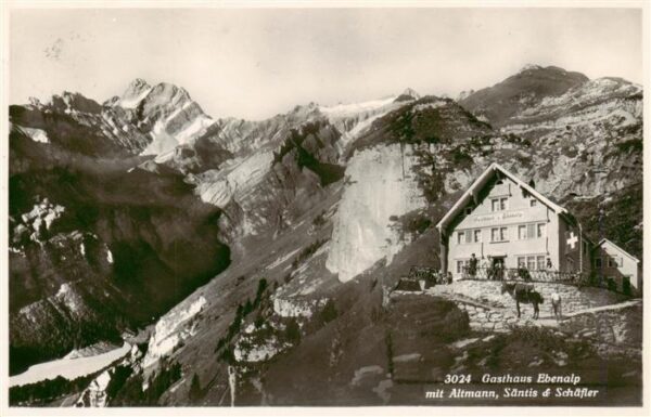 Ebenalp 1641m AI Gasthaus Ebenalp mit Altmann Säntis und
