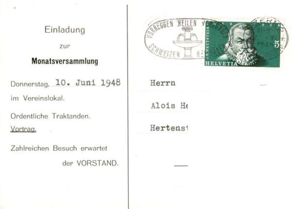 Luzern  LU Philatelisten Verein Luzern 1945 Einlad – Bild 2