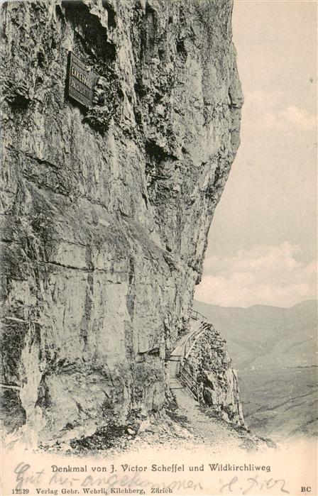 Wildkirchli Weissbad IR Denkmal von Victor Scheffel und Wildkir