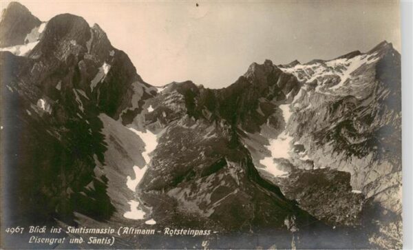 Saentis 2504m AR Säntismassiv mit Altmann Rotsteinpass u