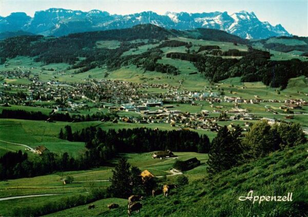 Appenzell IR Panorama mit Säntiskette Appenzeller Al
