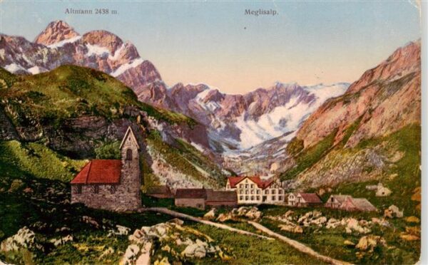 Appenzell IR Panorama mit Kirche Altmann und Meglisa
