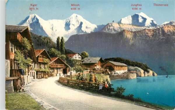 Thunersee BE mit Eiger Mönch und Jungfrau