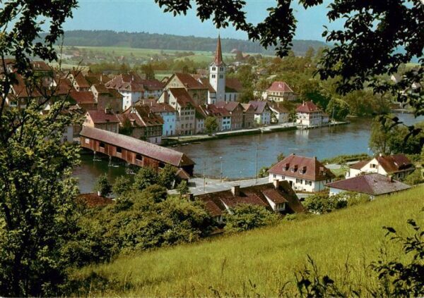 Diessenhofen TG Blick vom Gailinger Hang auf Hochrhein