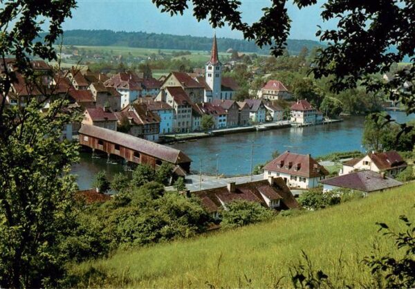 Diessenhofen TG Blick vom Gailinger Hang auf den Hochrh