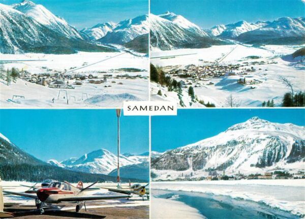 Samedan Samaden GR Winterpanorama Skigebiet Flugplatz Spor