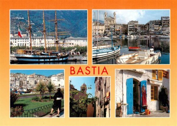 Bastia 2B Haute-Corse Dreimaster Segelschiff Hafenpartie Orts