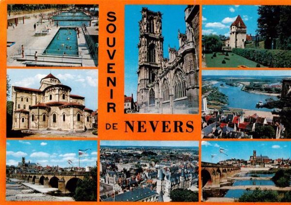 Nevers 58 Nievre Schwimmbad Schloss Kirche Panorama Brüc