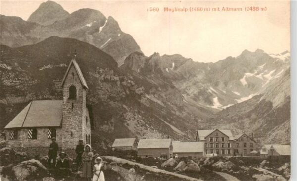 Meglisalp 1520m Altmann AR mit Kirche Panorama