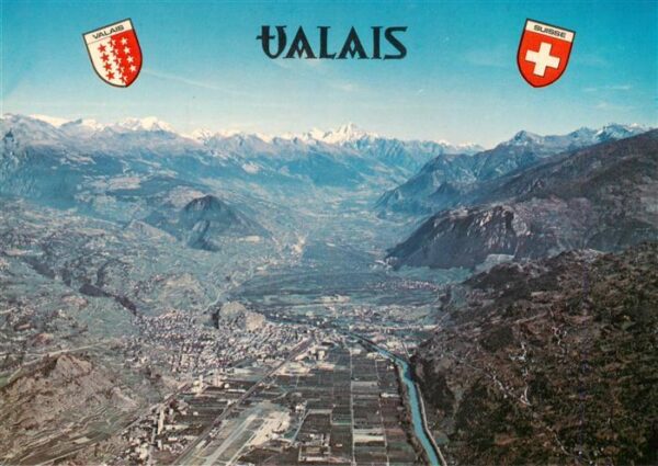 Sion  Sitten Seduno VS Vue sur la vallee du Rhone et la ville