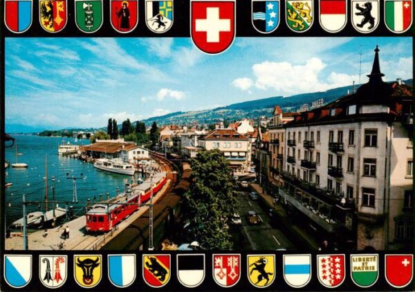 Rorschach Bodensee SG Hafenbahnhof mit Hotel Anker Wappen