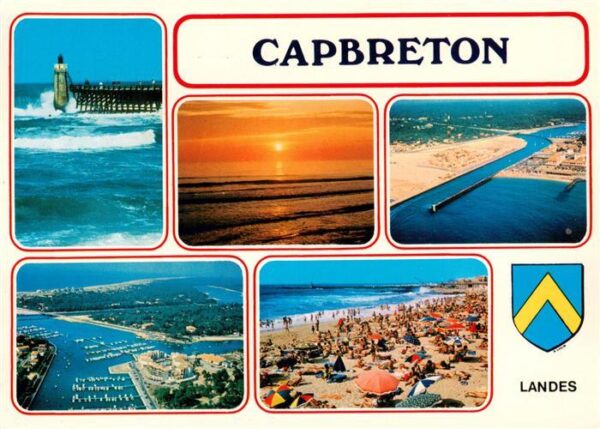Capbreton Brandung Sonnenuntergang Hafen Luftaufn