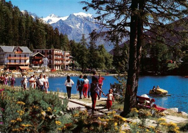 Champex Lac VS Partie am See Blick zum Grand-Combin