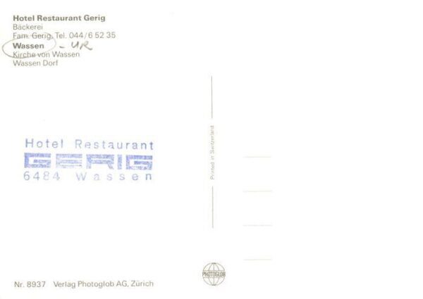 Wassen  UR Hotel Restaurant Gerig Bäckerei Kirche – Bild 2