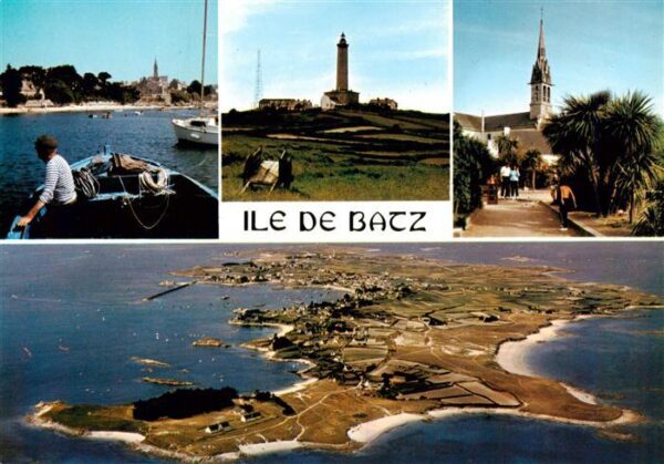 Ile-de-Batz 29 Finistere Le debarcadere le phare et l’eglise par