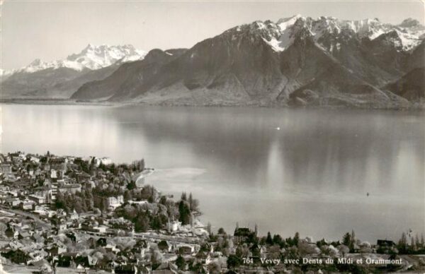 Vevey VD Panorama Lac Léman Dents du Midi et Gra