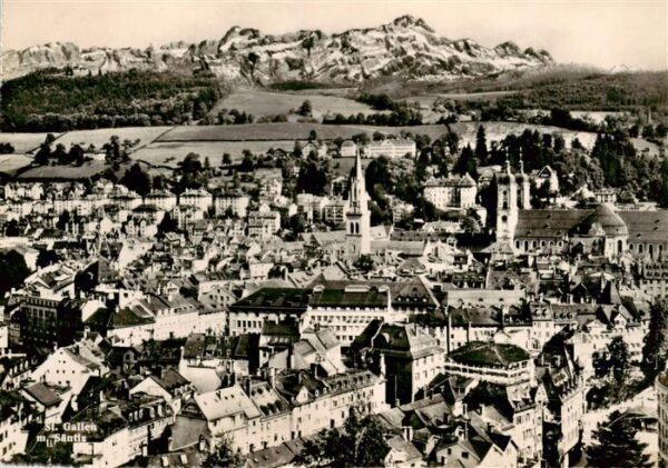 St Gallen SG Stadtpanorama Blick gegen Säntis Appenz