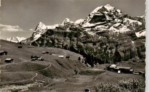 Muerren BE Alp Spielboden mit Eiger Mönch und Jung