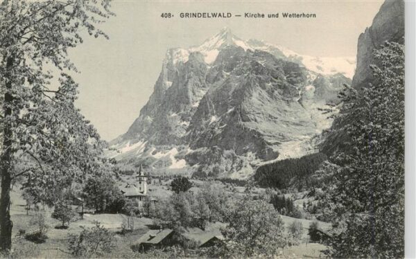 Grindelwald BE Kirche und Wetterhorn