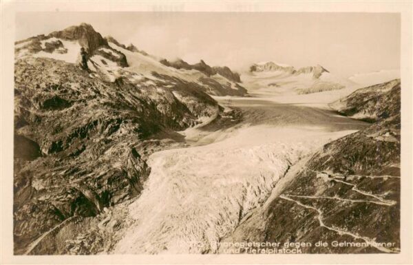 Rhonegletscher Glacier du Rhone VS gegen die Gelmenhörner und Tieralplisto
