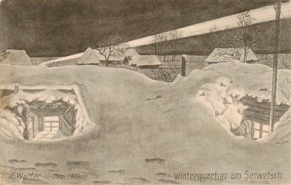 Serwetsch Bialowies PL Winterquartier E. Walter Kuenstlerkarte