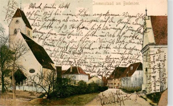 Immenstaad Bodensee Ortsmotiv mit Kirche Pruefstempel