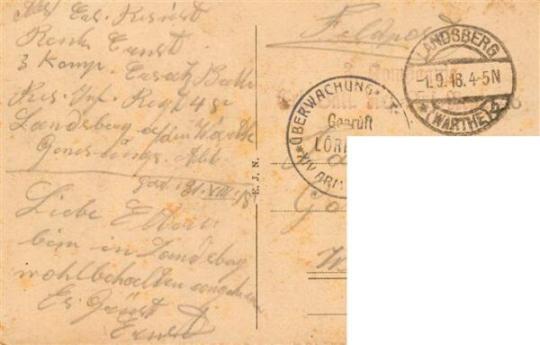 Landsberg Warthe Gorzow Wielkopolski PL Am Bollwerk Pruefstempel Feldpost – Bild 2